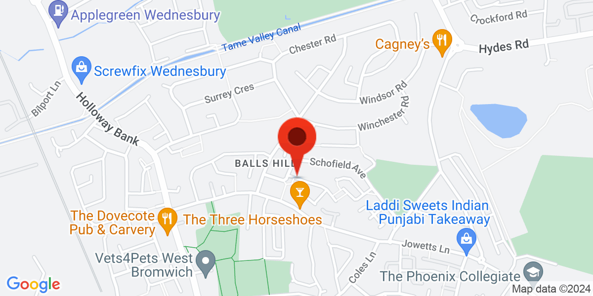 Map of James Watt Street, West Bromwich, West Midlands, B71