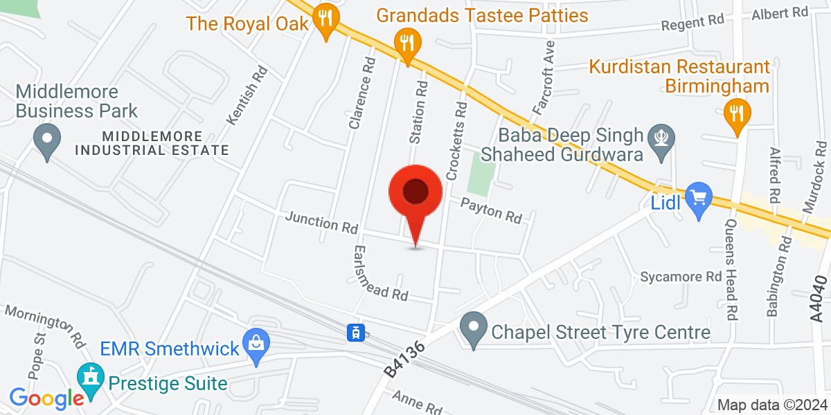 Map of Junction Road, Birmingham, West Midlands, B21