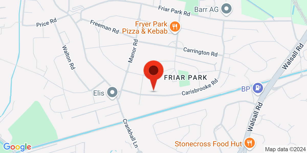 Map of Carisbrooke Road, Wednesbury, West Midlands, WS10
