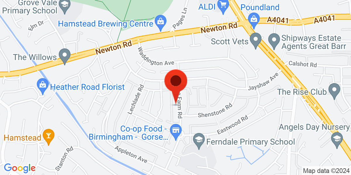 Map of Gorse Farm Road, Birmingham, West Midlands, B43