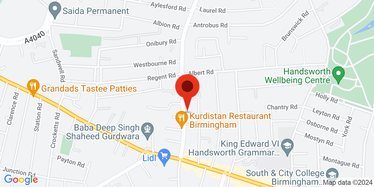 Map of Rookery Road Handsworth, Birmingham, West Midlands, B21