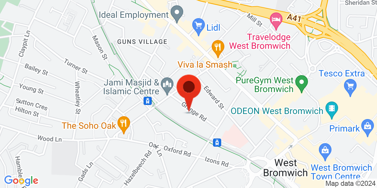 Map of Grange Road, West Bromwich, West Midlands, B70