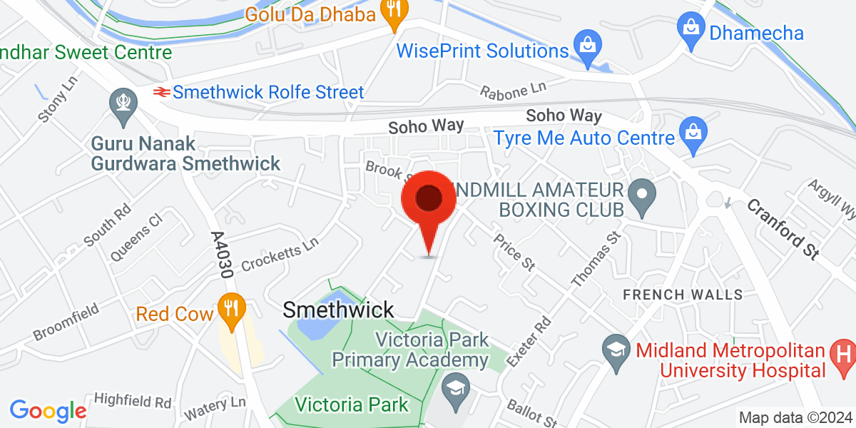 Map of Victoria Park Road, Smethwick, West Midlands, B66