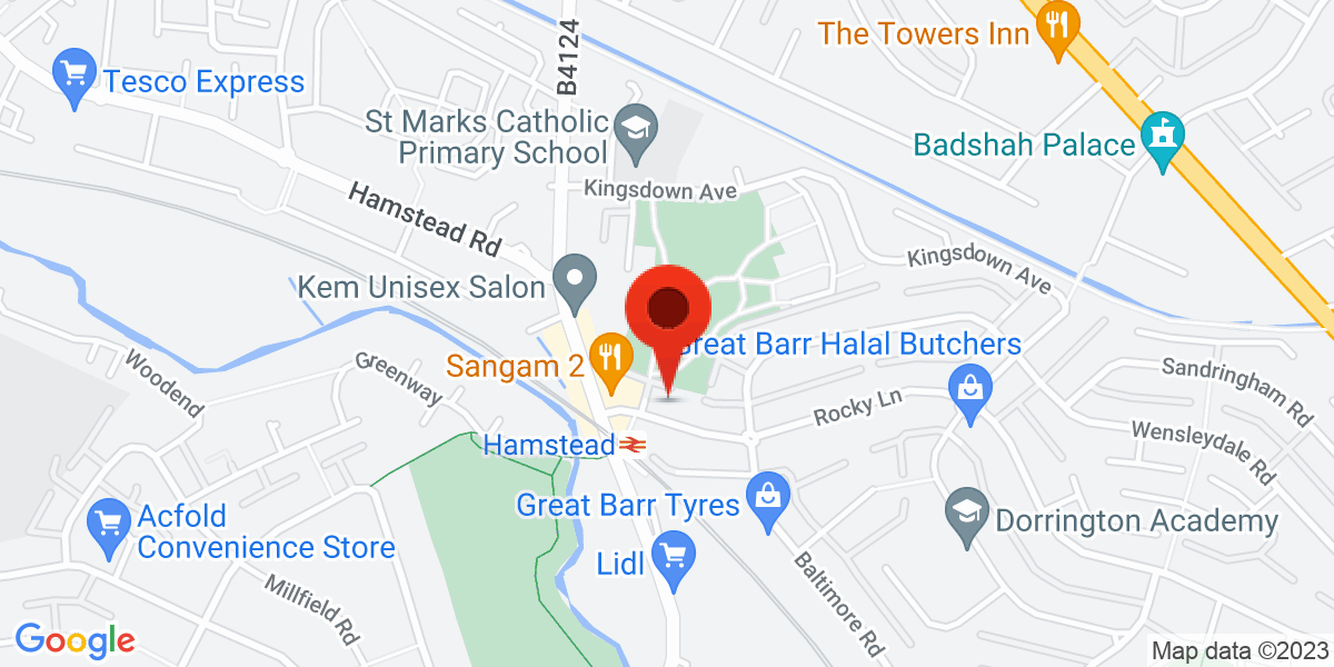 Map of Rocky Lane Great Barr, Birmingham, West Midlands, B42